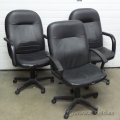 Lot of 3 Shop Grade Rolling Adjustable Vinyl Meeting Chairs